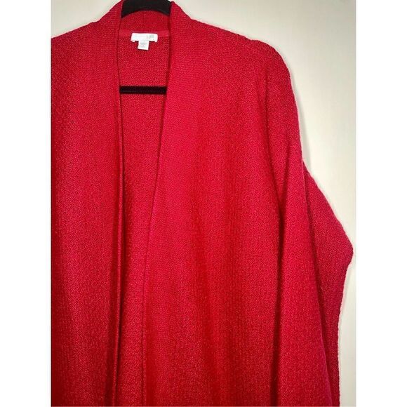 J Jill Easy Textured Long Open Front Cardigan Heathered Red Size MT - Picture 5 of 16